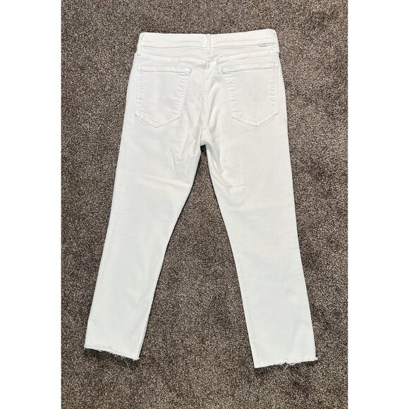 Mother Women’s The Rascal Crop Fray Jeans Size 30 White Stretch Mid Rise Zipper - Picture 5 of 16